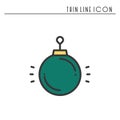 Christmas ball thin line icon. New Year celebration outline decorated pictogram. Xmas winter element. Vector simple flat