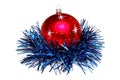 Christmas ball with tinsel