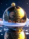 Christmas ball, winter landscape with snow, christmas decoration. New Year and Christmas concept. Generative AI Royalty Free Stock Photo