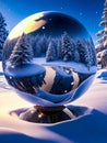 Christmas ball, winter landscape with snow, christmas decoration. New Year and Christmas concept. Generative AI Royalty Free Stock Photo