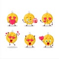 Christmas ball yellow cartoon character with love cute emoticon