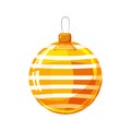 Christmas ball yellow, gold, white colour decorated on white background, illustration, vector, isolated Royalty Free Stock Photo