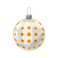 Christmas ball yellow, gold, white colour decorated on white background, illustration, vector, isolated Royalty Free Stock Photo