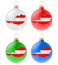 Christmas balls with Austrian map, 3D rendering Royalty Free Stock Photo