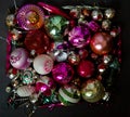 Christmas balls for a christmas background. Old retro ball for decorating the Christmas tree. Glass New Year decorations