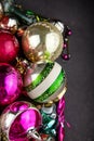 Christmas balls for a christmas background. Old retro ball for decorating the Christmas tree. Glass New Year decorations