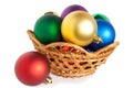 Christmas balls in basket