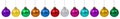 Christmas balls baubles banner ball bauble decoration in a row isolated on white Royalty Free Stock Photo