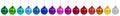 Christmas balls baubles banner ornament colorful decoration in a row isolated on white