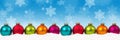 Christmas balls baubles many colorful background copyspace copy space banner decoration snowflakes snow winter Royalty Free Stock Photo