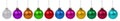 Christmas balls baubles many colorful decoration deco border in