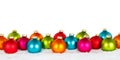 Christmas balls baubles in winter with panorama copyspace copy space decoration isolated on a white background Royalty Free Stock Photo