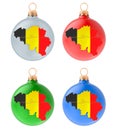 Christmas balls with Belgian map, 3D rendering