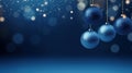 Christmas balls on blue background. Christmas banner with copy space Royalty Free Stock Photo