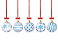 Christmas balls with blue pattern