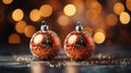 Christmas balls on Christmas bokeh effect background. Royalty Free Stock Photo