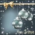 Christmas balls with bow and ribbon background Royalty Free Stock Photo