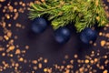 Christmas balls on the branches fir.