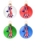 Christmas balls with British map, 3D rendering Royalty Free Stock Photo