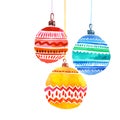 Christmas balls Card. Watercoulor winter holidays background