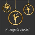 Christmas balls, dancing balerina silhouette Royalty Free Stock Photo
