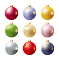 Christmas balls decor set gradient mesh realistic Royalty Free Stock Photo