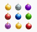 Christmas balls decoration icon set