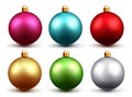 Christmas balls decoration vector set. 3d realistic christmas ball in shiny and colorful design isolated in white background. Royalty Free Stock Photo