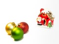 Christmas balls, decorations on a white background. House of Sanat Klaus Royalty Free Stock Photo