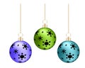 Christmas balls in different colors hanging. Vector illustration Royalty Free Stock Photo