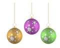 Christmas balls in different colors on white background