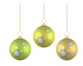 Christmas balls in different colors on white background