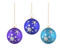 Christmas balls in different colors on white background