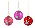 Christmas balls in different colors on white background