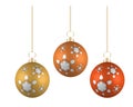 Christmas balls in different colors on white background