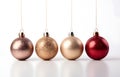 Christmas balls with drawing hang on white background