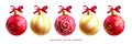 Christmas balls elements vector set design. Christmas balls in red and gold color Royalty Free Stock Photo