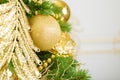 Christmas balls on fir tree. New Year holidays and Christmastime celebration Royalty Free Stock Photo