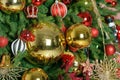 Christmas balls toys on fir tree. New Year holidays and Christmastime celebration. Royalty Free Stock Photo
