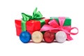 Christmas balls and gifts Royalty Free Stock Photo