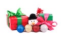 Christmas balls and gifts Royalty Free Stock Photo