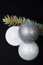 Christmas balls handing on a fir. Royalty Free Stock Photo