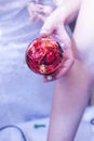 Christmas balls at the handmade festival in Moscow, Russia Royalty Free Stock Photo