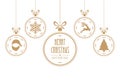 Christmas bauble hanging gold isolated background