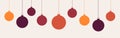 Christmas balls hanging ornaments in retro style colors Royalty Free Stock Photo