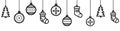 Christmas balls hanging from top with Christmas tree and sock icon isolate on white background vector illustration Royalty Free Stock Photo