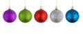 Christmas balls hanging on a white background. Royalty Free Stock Photo