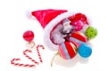 Christmas balls in hat Royalty Free Stock Photo