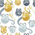 Christmas balls holiday decoration vector seamless pattern. Royalty Free Stock Photo