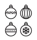 Christmas balls, outline flat design style icons. Icon set, vector illustration Royalty Free Stock Photo